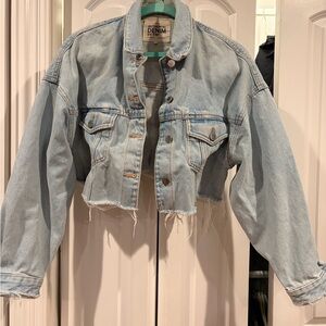 Zara Light Blue Cropped Denim Jacket
